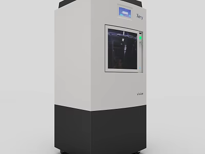 Standalone Black And White Office Appliance With Digital Display And Control Panel 3d model