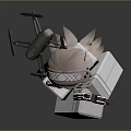 Lego Style Character In Armored Outfit With Pink Hair Weapon And Shield