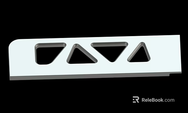 White Strip With Four Different Shaped Cutouts Trapezoid Triangle Inverted And Small Triangles Design 3d model 