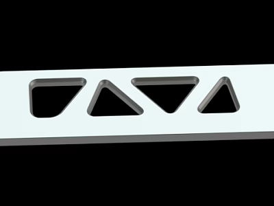 White Strip With Four Different Shaped Cutouts Trapezoid Triangle Inverted And Small Triangles Design 3d model