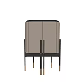 Elegant Modern Chest of Drawers With Light Beige Body Black Metal Handles And Legs