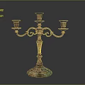 Decorative Vintage Brass Candelabra With Three Curved Arms And Ornate Base