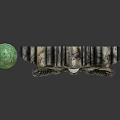 Decorative Traditional Lion Head Door Knocker With Carved Metal Details And Green Jade Spheres