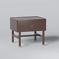 Modern Dark Brown Nightstand With Single Drawer Gold Handle And Slim Legs