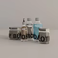 Modern Bathroom Accessories Set With Liquid Bottles Jars And Containers 3d model
