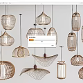 Stylish Woven Rattan Pendant Lights With Various Unique Design Shapes For Interior Decoration