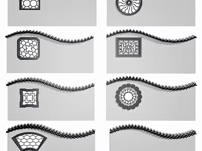 Traditional Chinese Building Exterior Wall With Wavy Edges Geometric Patterns And Decorative Motifs 3d model