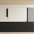 Stylish Bedroom Accent Wall With Beige Background White Panels Black Sections And Patterned Detail