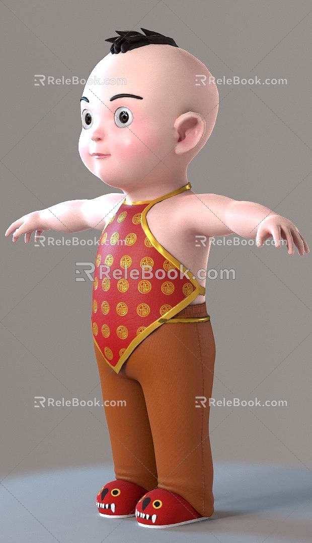 Cartoon Character Doll Child Fuwa Big Head Son 3d model