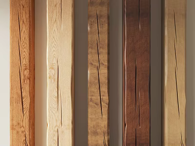 Premium Natural Stone And Wood Decorative Strips In Various Warm Tones With Exquisite Cracked Texture 3d model