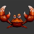 Red Cartoon Aquatic Animal Crab With Large Claws And White Spots Design