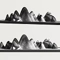 Modern Garden Ornaments Mountain Shaped Decor Pieces In Black Tray