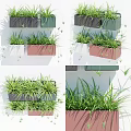 Colorful Wall Mounted Potted Plants With Green Trailing Foliage And Rectangular Planters 3d model