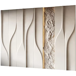 Modern curved wall panel background wall modeling 3d model