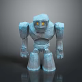Blue Stone Golem Character With Yellow Eyes Angular Design 3D Model Standing 3d model