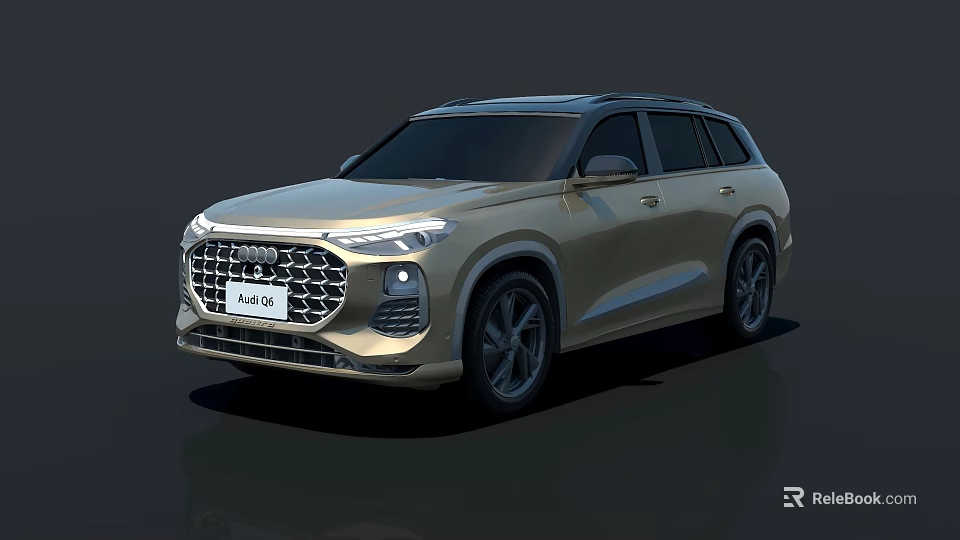 Golden Audi SUV Modern Exterior Design With Front Grille And Headlights 3d model 