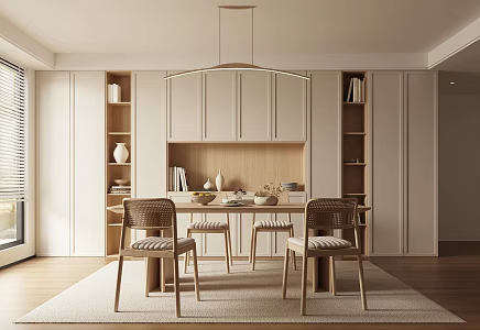 Quiet Restaurant Home Restaurant Dining Tables and Chairs 3d model