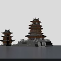 Ancient Chinese Architecture With Multi Layered Structure Overhanging Eaves And Stone Platform Base 3d model