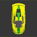 Yellow Sports Car With Green Stripe And Rear Spoiler Sleek Design