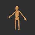 Wooden Mannequin Character With Jointed Body And Simple Design On Black Background