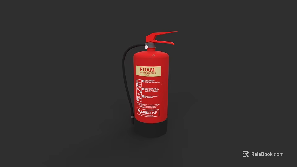 Red Foam Fire Extinguisher Safety Device With Handle And Instruction Label 3d model 