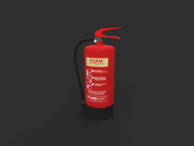 Red Foam Fire Extinguisher Safety Device With Handle And Instruction Label 3d model