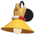 Dog Shaped Wall Lamp With Yellow Shade Red White Collar And Black Base