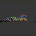 Colorful Children's Building Blocks With Various Shapes And Play Structures On Wooden Floor