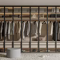 Modern Glass Door Wardrobe Interior With Hanging Clothes Built in Lighting And Shoe Storage