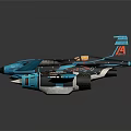 Futuristic Blue Sci Fi Aircraft Model With Streamlined Design Multiple Engines And Orange Accents