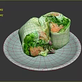 Modern Salmon Roll Salmon Salad Roll Salad Roll Gourmet 3d model