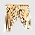 Brown And Beige Decorative Curtains With Fringes And Elegant Ties Design