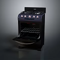 Gas Stove with Oven Open Door Grill Rack and Four Burners