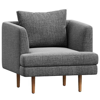 Modern Single Sofa With Gray Fabric Upholstery And Wooden Legs Design Style 3d model