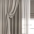Elegant Gray Curtains With White Sheer And Tied Design For Home Window