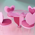Modern Heart Shaped Table Chair Set With Pink And Purple Design Elements 3d model