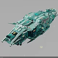 Futuristic Teal Spaceship Model With Detailed Structure For Cosmic Exploration And Space Travel