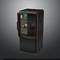 Vintage Red Green Storage Cabinet With Open Doors Drawers And Distressed Finish