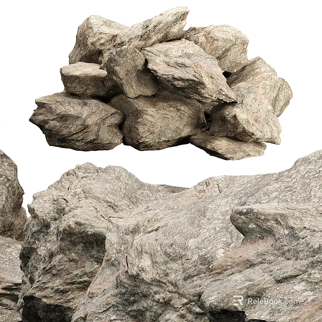 Natural Stone And Wood Decorative Materials For Rustic Home Interior Design 3d model 