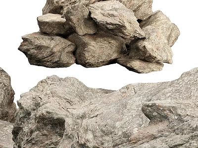 Natural Stone And Wood Decorative Materials For Rustic Home Interior Design 3d model
