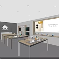Huawei Retail Store Modern Interior With Product Display Counters And Shelves