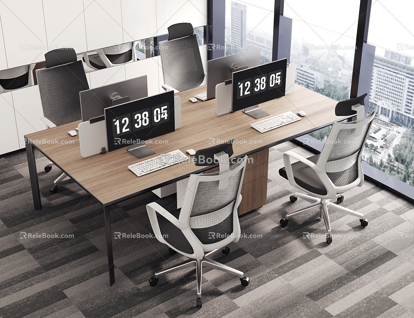 modern office desk and chair 3d model