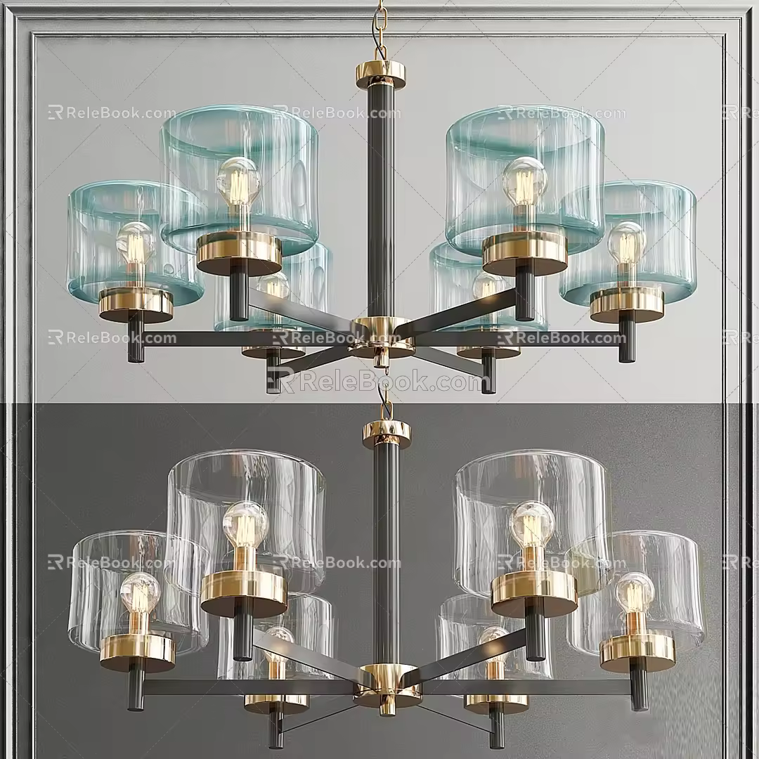 rear style glass designer chandelier 3d model