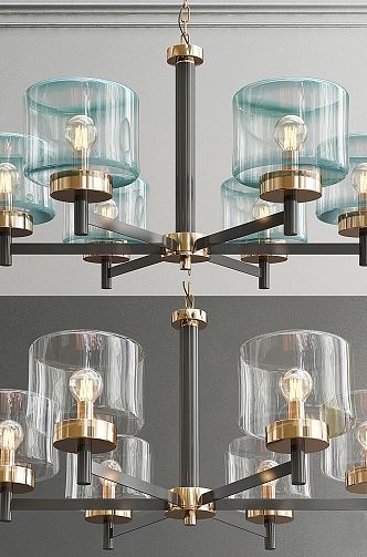 rear style glass designer chandelier 3d model