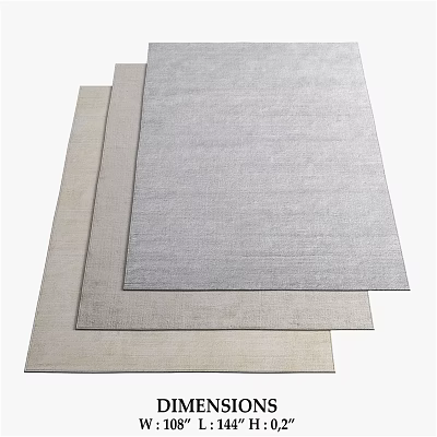 Three Square Rugs in Neutral Gray and Beige Textured Woven Design 3d model
