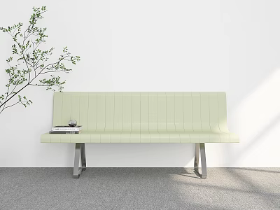 Light Green Outdoor Chair with Metal Legs Next to Plant and Books on Seat 3d model