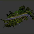 Floating Terrain Structure With Green Vegetation Path And Small Figure On Top