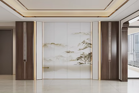 New Chinese background wall 3d model