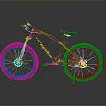 Black Sandman Bicycle with Yellow Stripes and Large Tires on Gray Background