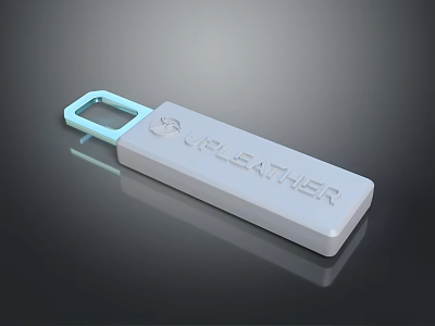 UPLEATHER USB Flash Drive With Gray Body And Light Blue Loop 3d model